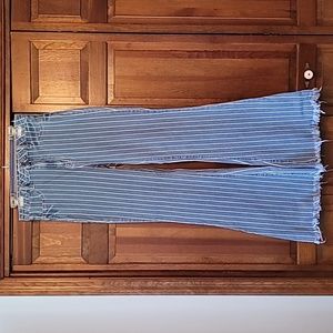 Cello jeans striped wide flare raw hem trendy junior 13